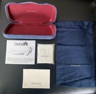 GUCCI EYEGLASS FRAMES BLACK Front, Red/Green Sides, & Case,  — photo 3