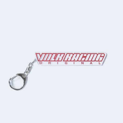 Genuine RAYS Volk Racing Logo Acrylic Key Chain, English Text - RED