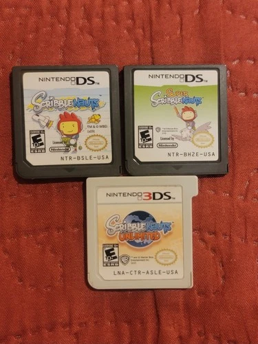 Lot of 3 Scribblenauts Games for Nintendo 3DS, Nintendo DS