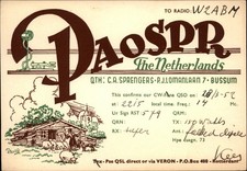 QSL radio card PA0SPR 1952 Bussum Netherlands C A Sprengers House Sheep Tower