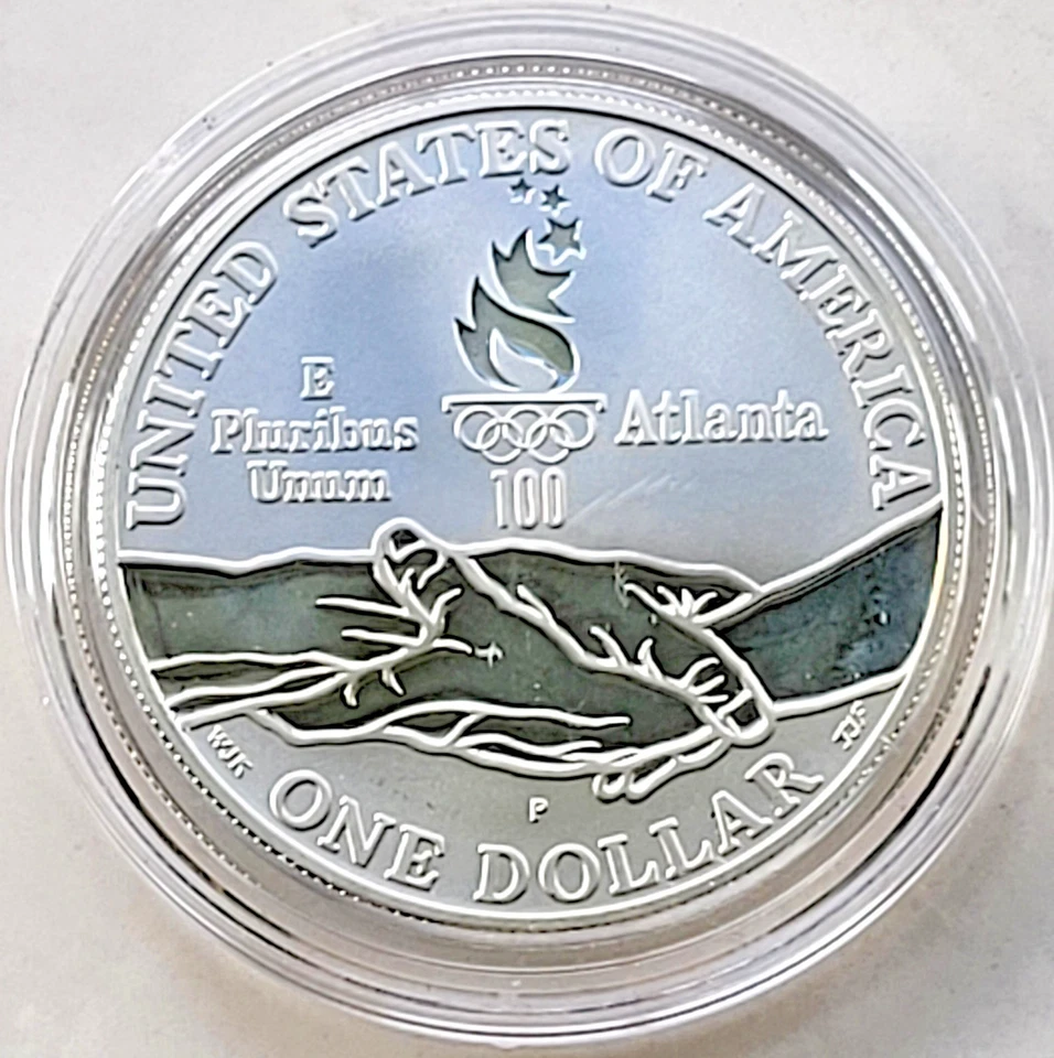 1995-P PROOF BLIND RUNNERS PARALYMPIC COMMEMORATIVE 90% $1 SILVER DOLLAR - Image 2 of 2