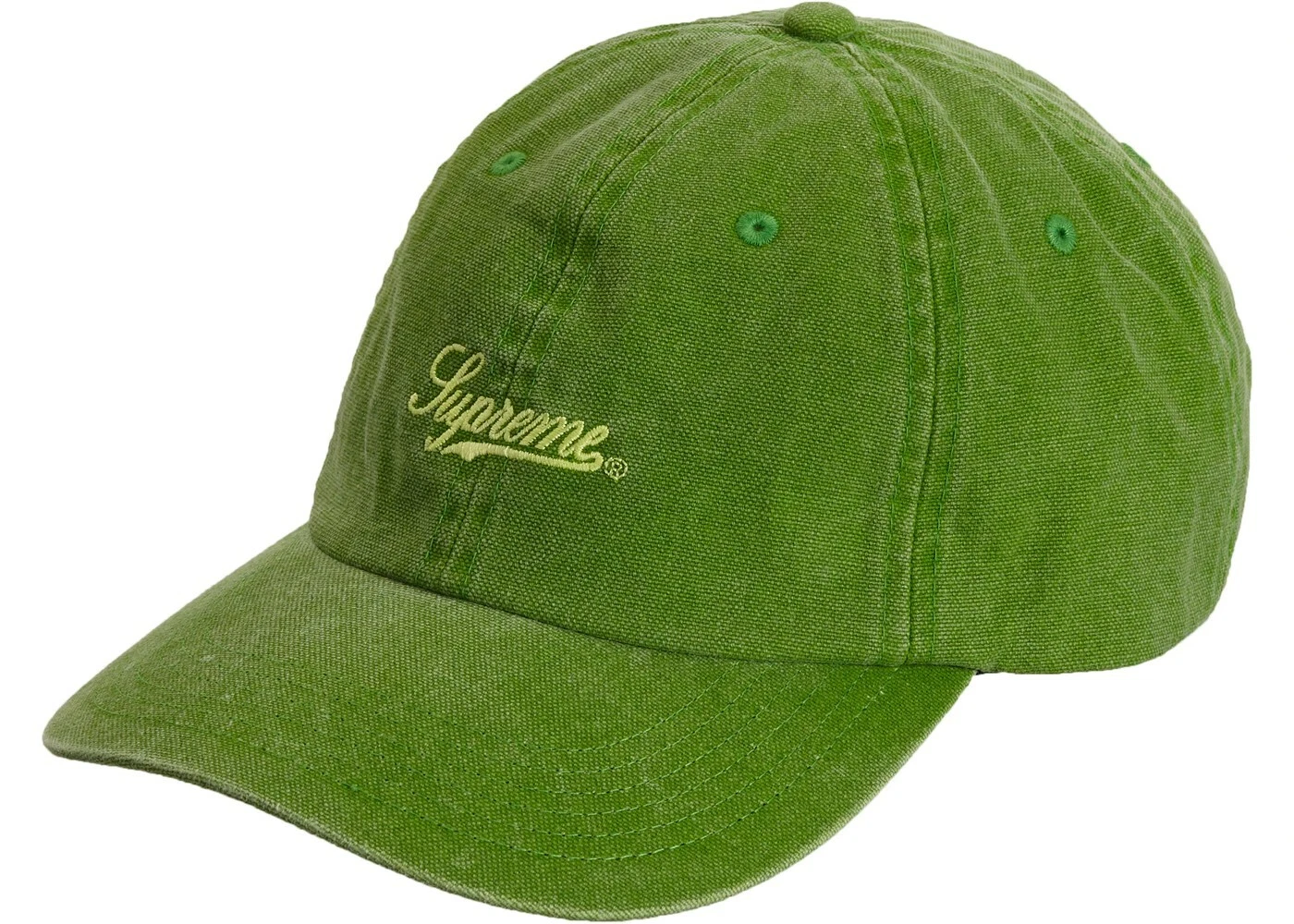 SUPREME PIGMENT PRINTED SCRIPT LOGO 6 PANEL HAT GREEN