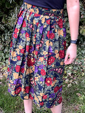 Vintage Kathie Lee Floral Skirt Size 12 29" Waist S/M Paisley Midi Pleat 80s 90s