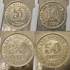 MALAYA BRITISH BORNEO 1957 H KN 5 10 20 50 CENTS KM1 KM2 KM3 KM4