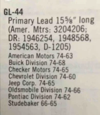 Guaranteed Parts GL44 Lead Wire-Distributor Lead