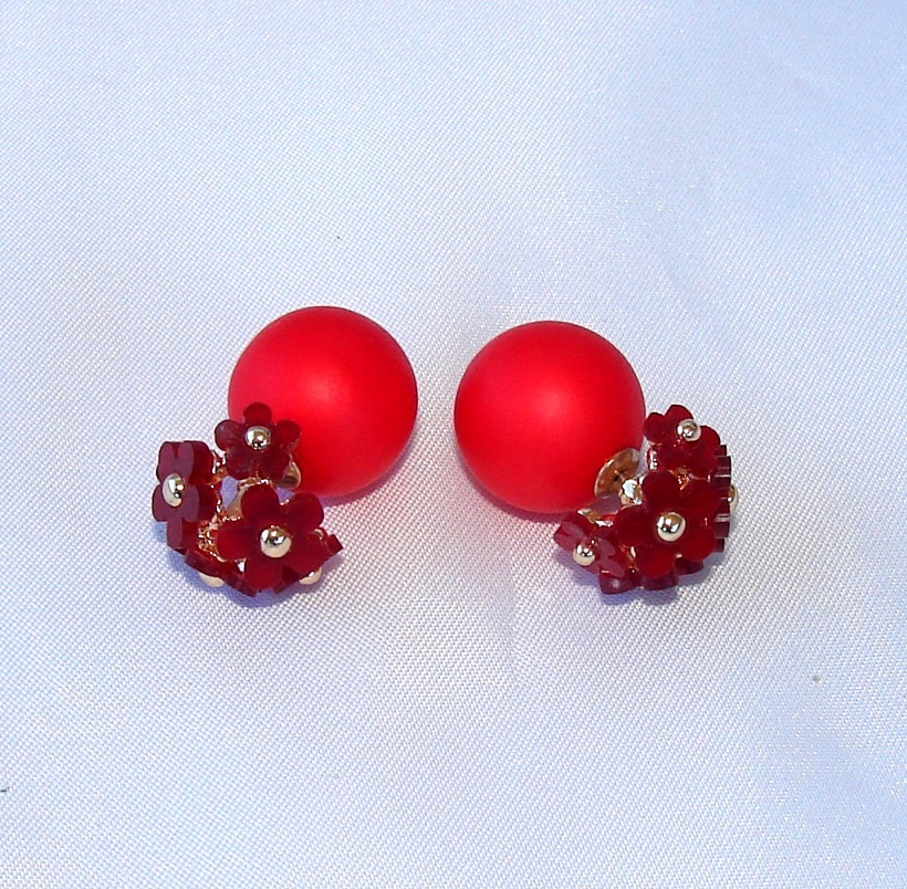 Pendientes Doble Perla 6 Flores, Moderna Especial Super Calidad de Mujer 16-col