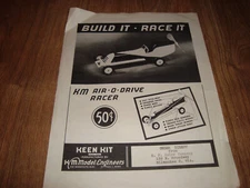 Vintage Single Sided Flyer Keen Kit KM Air-O-Drive Racer Built It Race It