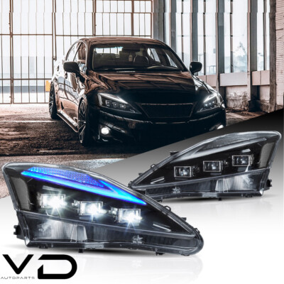 For 2006-2013 Lexus IS250 IS350 ISF w/Dynamic VLAND LED Headlights Projector Set
