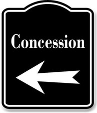 Concession Left Arrow BLACK Aluminum Composite Sign
