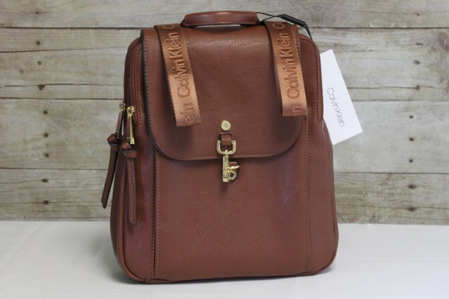 calvin klein leather backpack womens