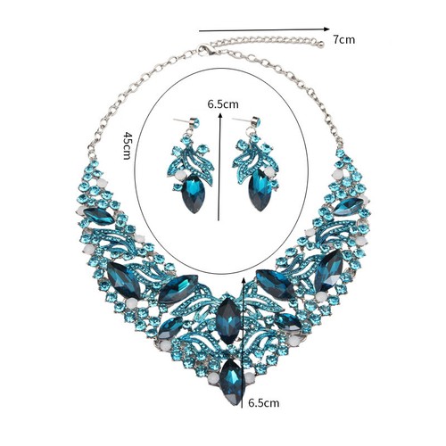 Bridal Women Crystal Necklace Choker Earrings Jewelry Set Wedding Party Bib Gift - Picture 87 of 87