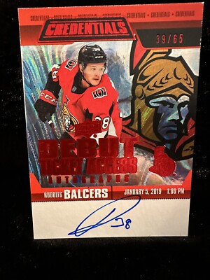 2019-20 Credentials Rudolfs Balcers #RTAA-RB Debut Ticket Access Auto /65 SP RC