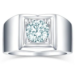 2 Ct VVS1 Ice White Round Moissanite Wedding Men's Ring Sterling Silver Size 9