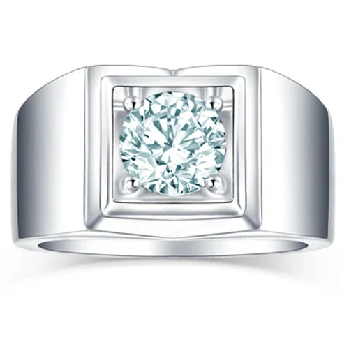 2 Ct Vs1 Ice White Round Moissanite Engagement Men's Ring Sterling Silver Size 9