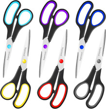 6 Pack 8 Inch Scissors Set Sharp Comfort Grip Shears for Off
