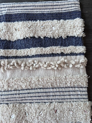 Surya Cotton/Polyester Pillow Cover Textured Blue White Denim Stripes 20x20 NWOT - Picture 4 of 8