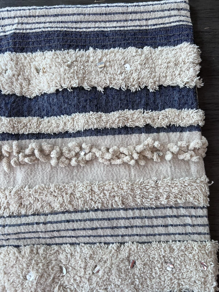 Surya Cotton/Polyester Pillow Cover Textured Blue White Denim Stripes 20x20 NWOT - Image 4 of 4