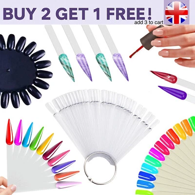 EX4IM Nail Swatch Sticks Display Fan Clear Pink Black White Sample Pop Sticks Art Tips