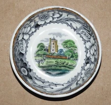 Polychrome WOODLAND 3” Open Salt Dip by Enoch Woods Burslem Multicolor HTF