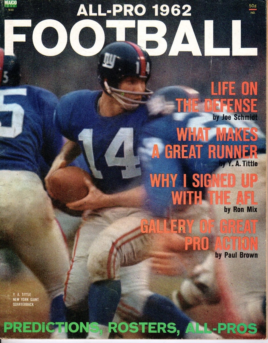1962 All-Pro Football magazine, Y.A. Tittle, New York Giants