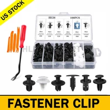 100Pcs Car Retainer Clips Car Fasteners Push Trim Clips Pin Rivet Bumper Kit