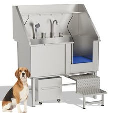 Dog Cat Pet Grooming Bath Tub 304 Stainless Steel Wash Shower Station w/Stairs