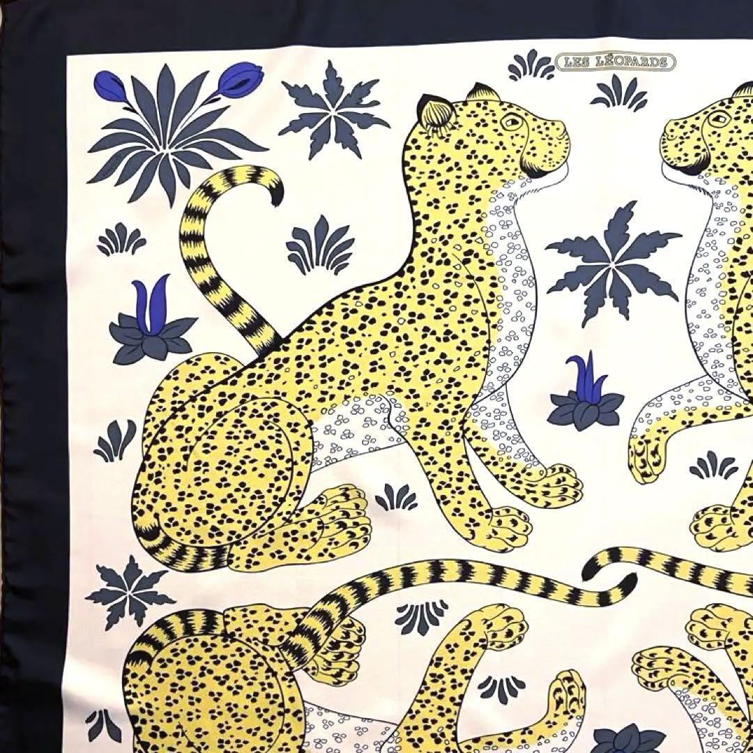Hermes Shawl Scarf Les Leopards Stole Animal Floral Natural