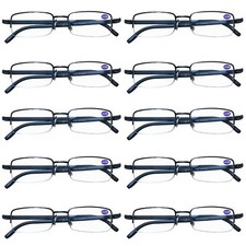 10 Pairs Mens Metal Frame Rectangle Half Frame Reading Glasses Classic Readers
