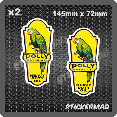 x2 Polly Gas Motoröl Garage Aufkleber USA Vintage Retro Fuel Motorsport