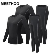 2 Set MEETHOO Thermal Underwear Women Long Johns Base Layer Fleece For Skiing