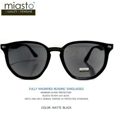 MIASTO PREPPY ROUND KEYHOLE READING SUN GLASSES/SHADES 1.25 MATTE BLACK UV400