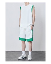 Mens Tracksuit 2-Piece Set Short Sleeve T Shirts Shorts Sweatsuit Outfit Set