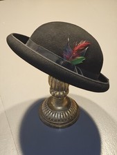 1930s Prop Costume Boller Derby Hat Armand Schwab & Co Made In USA Black Wool