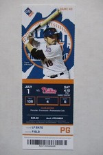 NEW YORK METS VS PHILADELPHIA PHILLIES 7/1/2017 FULL TICKET ~ TRAVIS D'ARNAUD