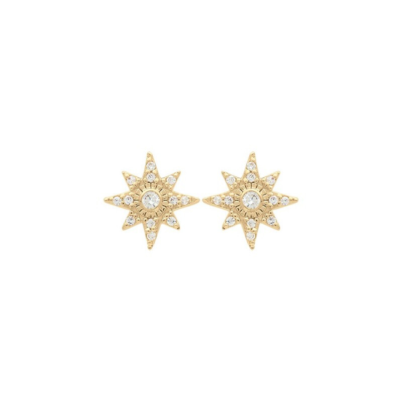 Boucles d'oreilles étoile en plaqué or 750/000 et zirconium pour femme