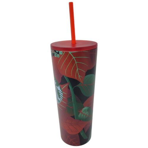 Starbucks Holiday Poinsettia Stainless Steel Tumbler 16oz Christmas 2020 Red New - Picture 6 of 9