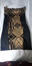 Women's Black Gold Bodycon Dress Size 8