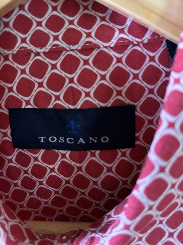 Polo Toscano Talla S Mezcla Seda Bolsillo Rosa Oscuro Patrón Geométrico Foto 4 de 4