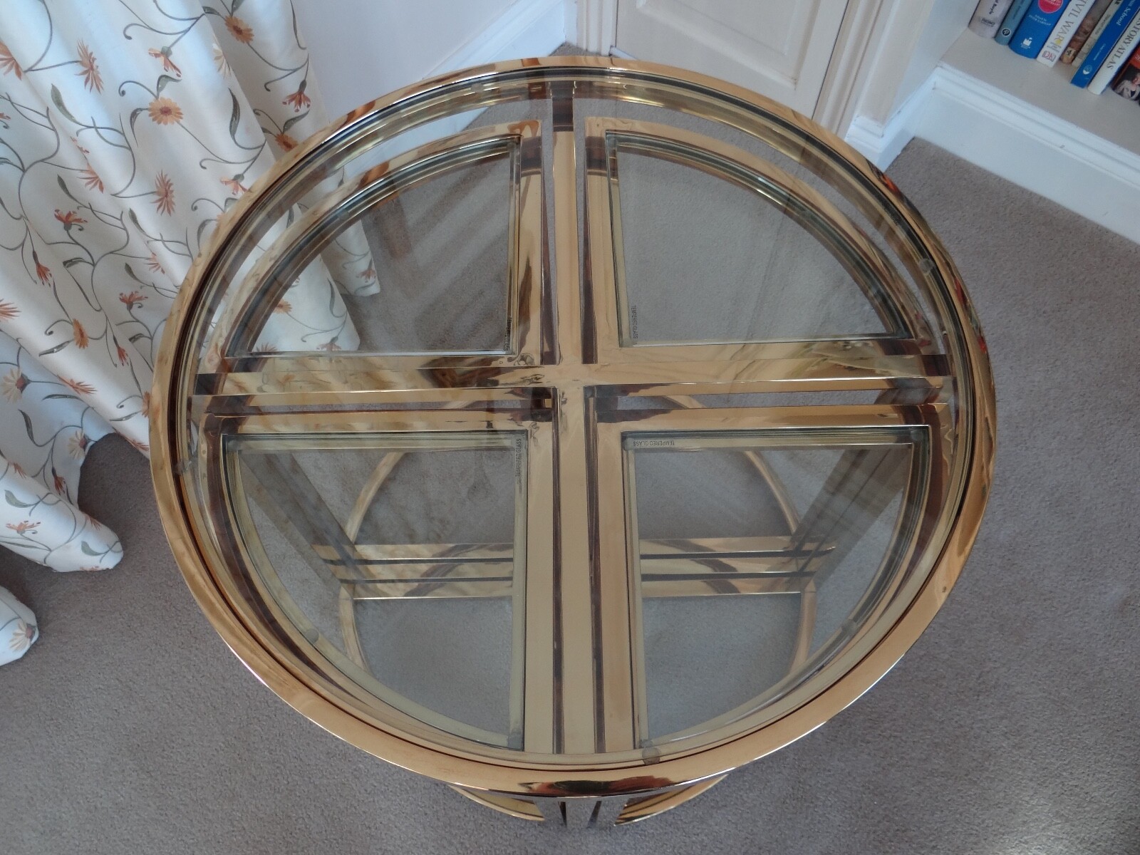 Moresco Brass and Glass Table with Nest of Side Coffee Tables eBay