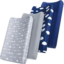 4-Pack Diaper Changing Pad Covers 32"x16" Fitted for Boys Breathable Crib Sheets