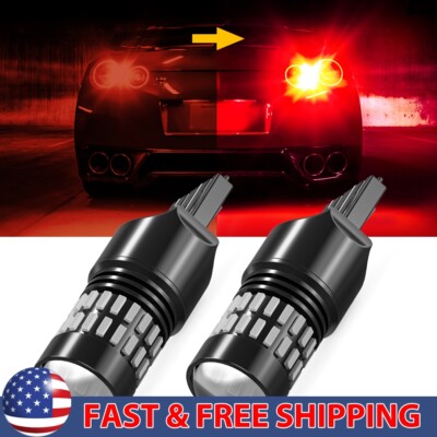 AUXITO 2PCS 7443 7440 LED Red Strobe Blinking Brake Stop Tail Parking Light Bulb