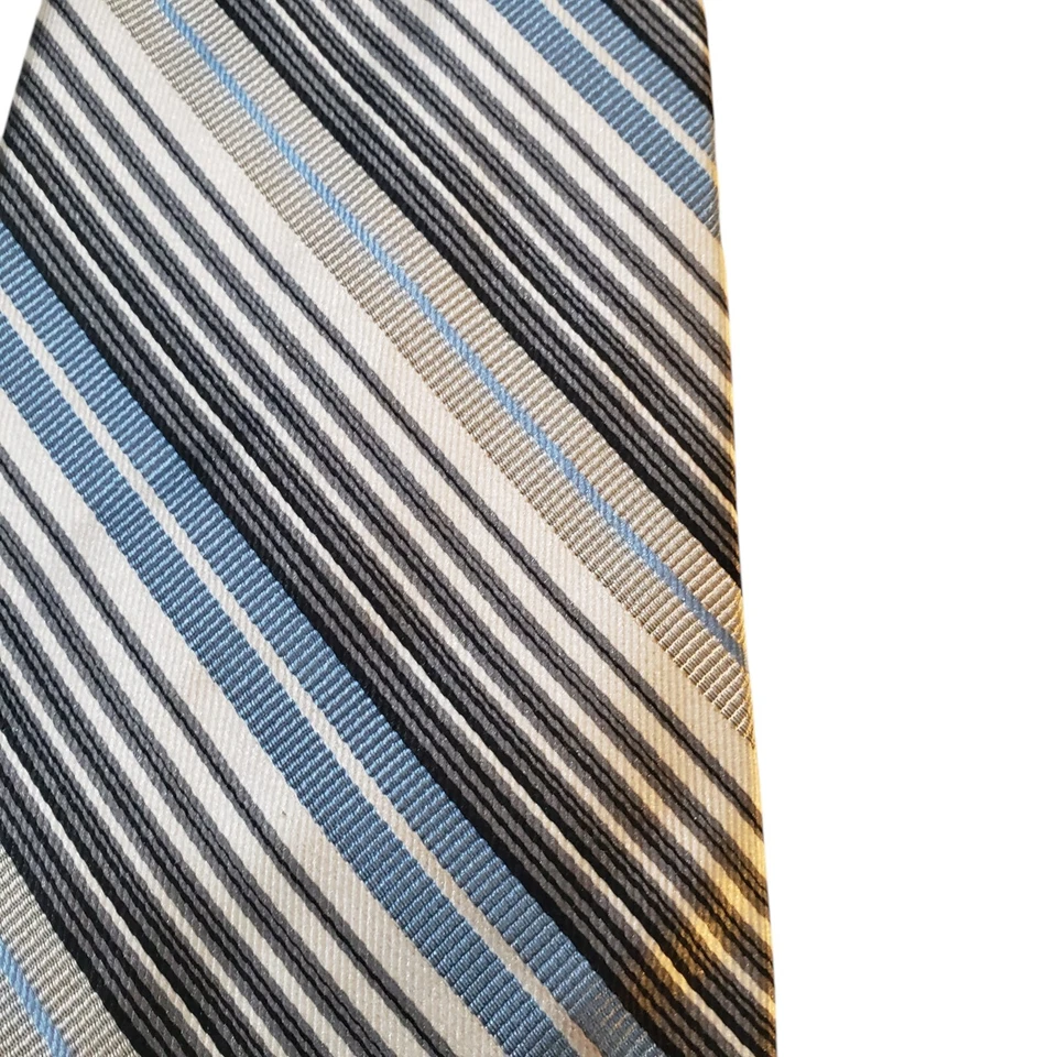 Corbata de cuello Paul Done para hombre de diseñador negra gris azul a rayas negocios informal iglesia Foto 2 de 4