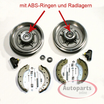 Bremstrommeln Ø 203 mm + Bremsbacken + Radlager hinten für Renault Twingo