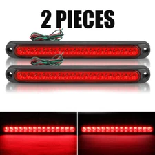 2X Red 15 LED Truck Trailer Strip DRL Stop Brake Tail Lights Rear Turn Light Bar