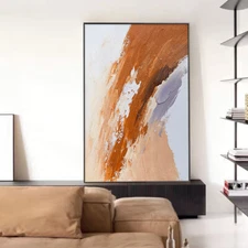 Handmade Orange Abstract Oil Painting Impression Wall Art On Canvas Texture