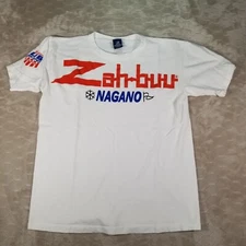 VTG Zah-buu Nagano US Skiing Belton Designer Knits Shirt Sz L RARE See Pics