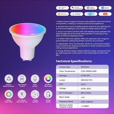 MOES Smart Matter WiFi GU10 LED Light Bulbs CW&RGB Dimmable 5W Voice APP Control — image 9