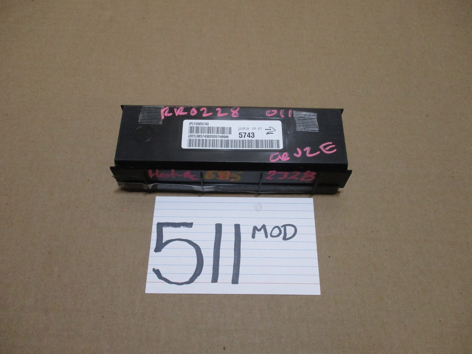 2011 Chevrolet Cruze Heater Control Module Computer #511-MOD 