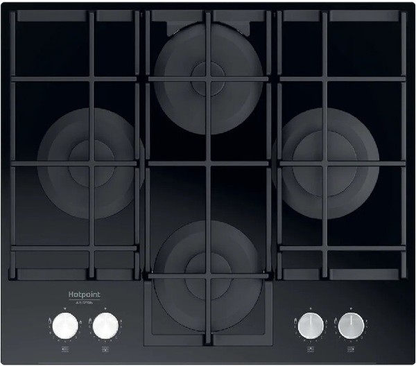 Hotpoint Ariston HAGS61FBK Ebene Kochen 60 Cm Schwarz 4 Feuer 9 Stufen Leistung-image