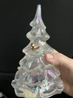 Fenton Christmas Tree White Iridescent with Gold Bird Vintage